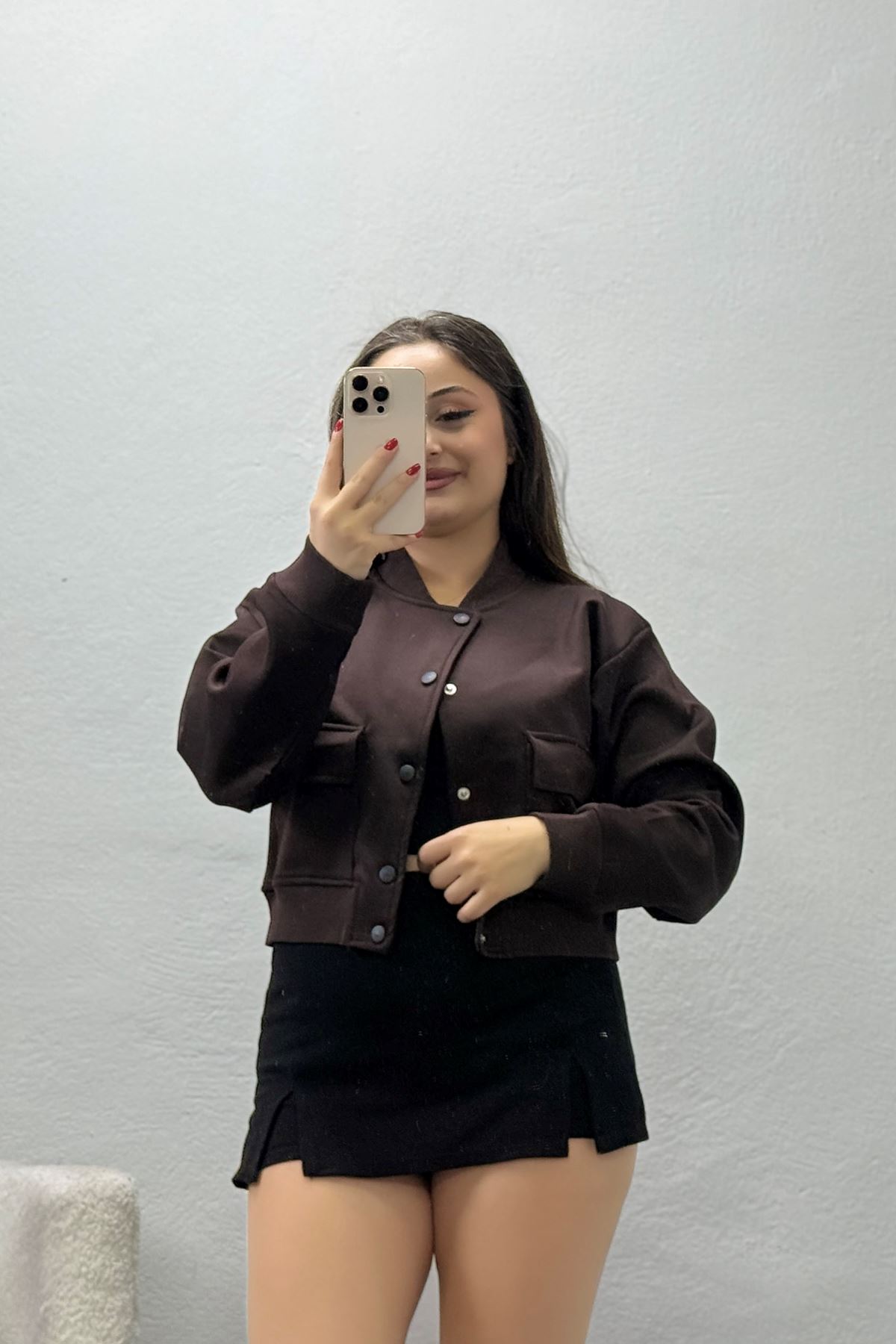 Kadın Scuba Kumaş Bomber Ceket Açık Kahve