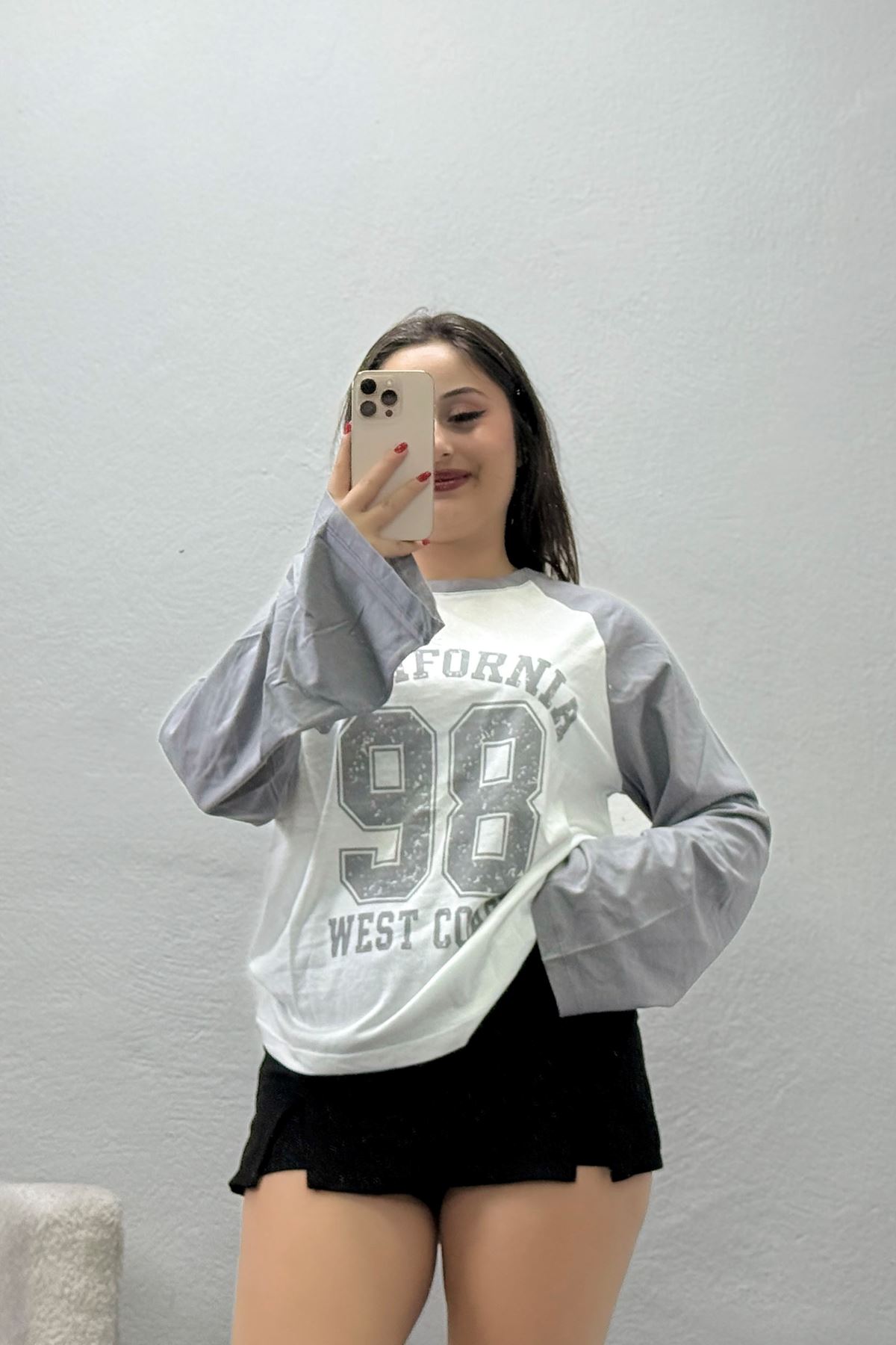 Kadın Reglan Kol Bisiklet Yaka Penye Sweat Ekrugri