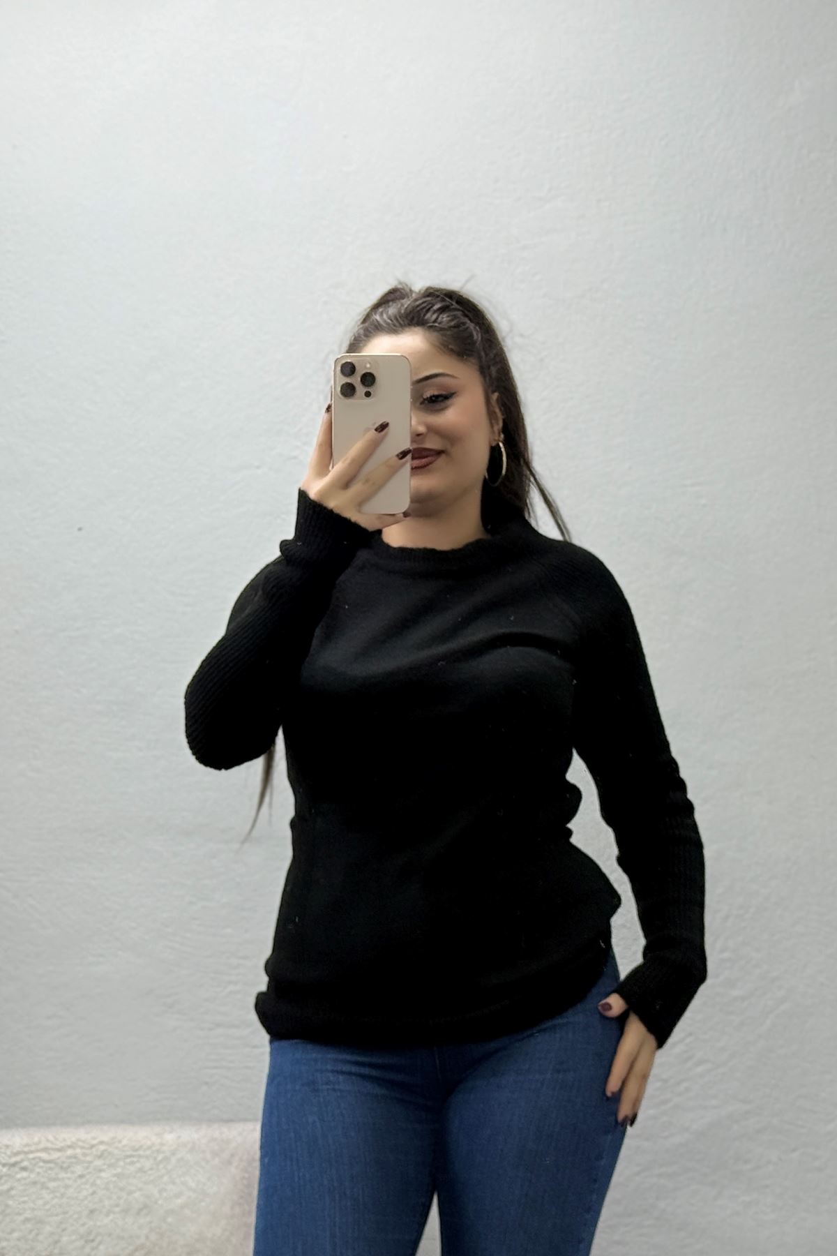 Kadın Bisiklet Yaka Yumoş Body Siyah