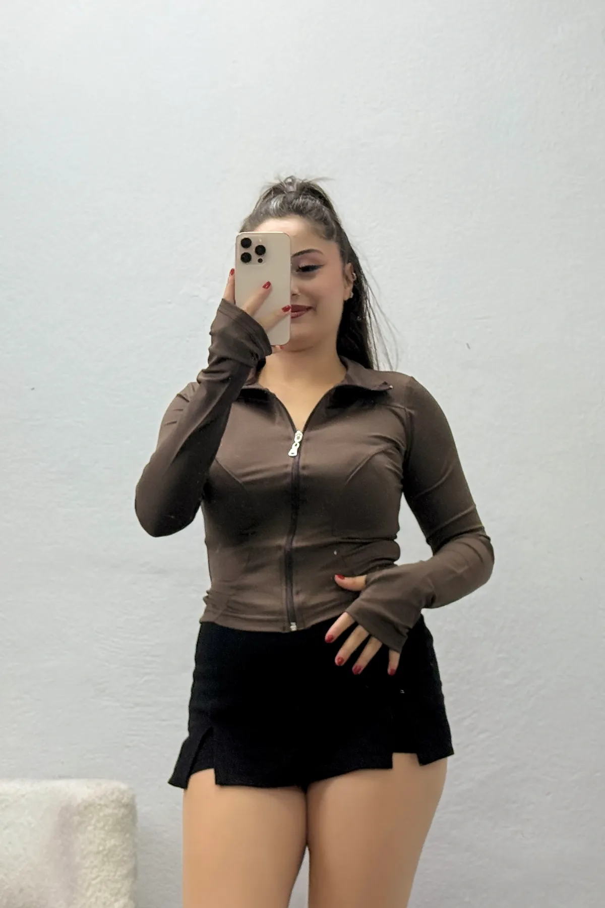 Kadın Dalgıç Crop Ceket Kahve