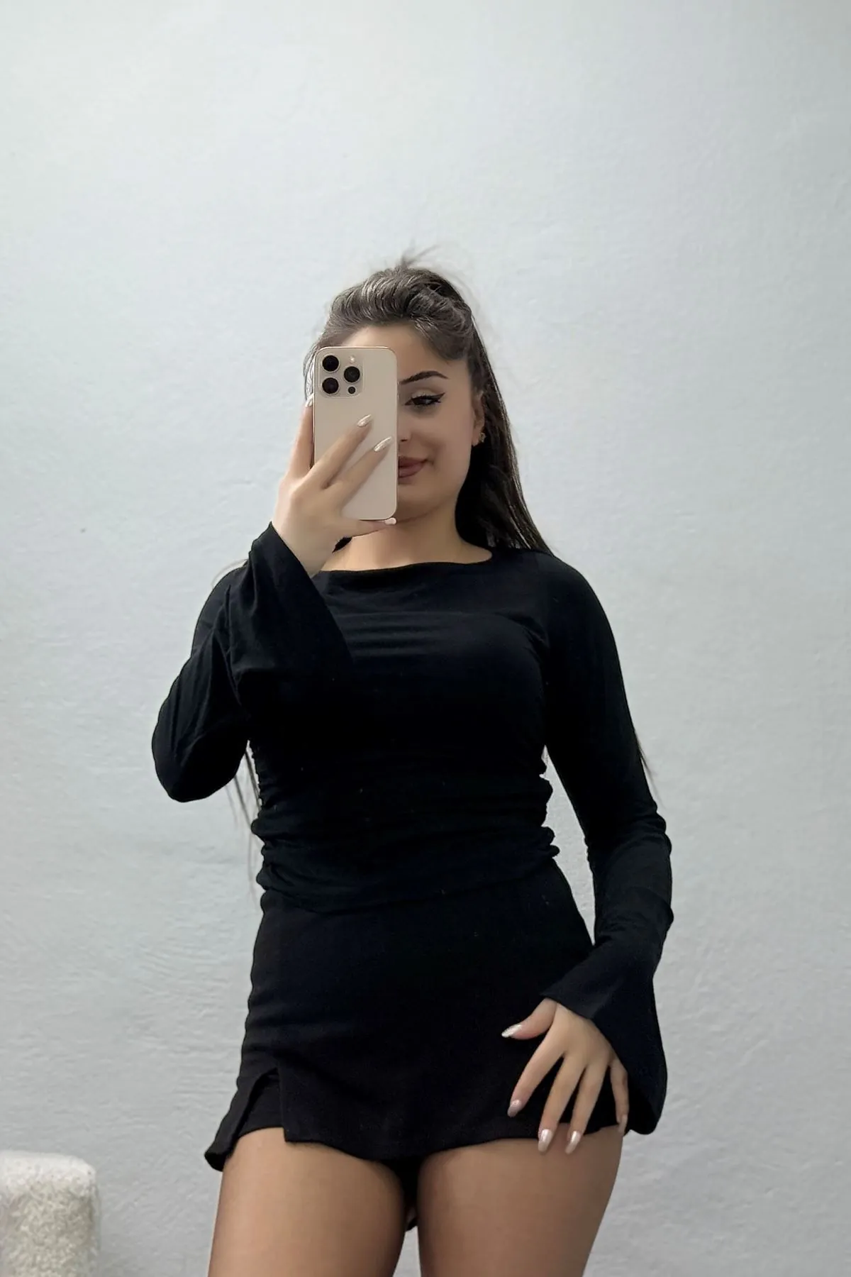 Kadın Viskon Yanları Büzgülü Body Siyah