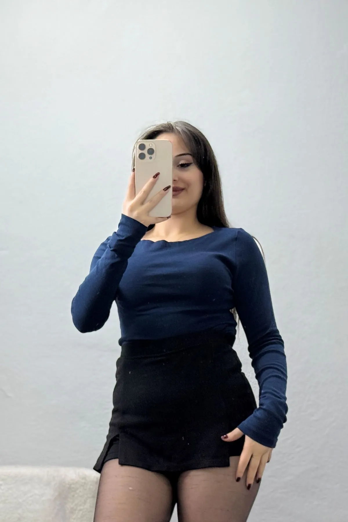 Kadın Kayık Yaka Ribana Basic Body Lacivert