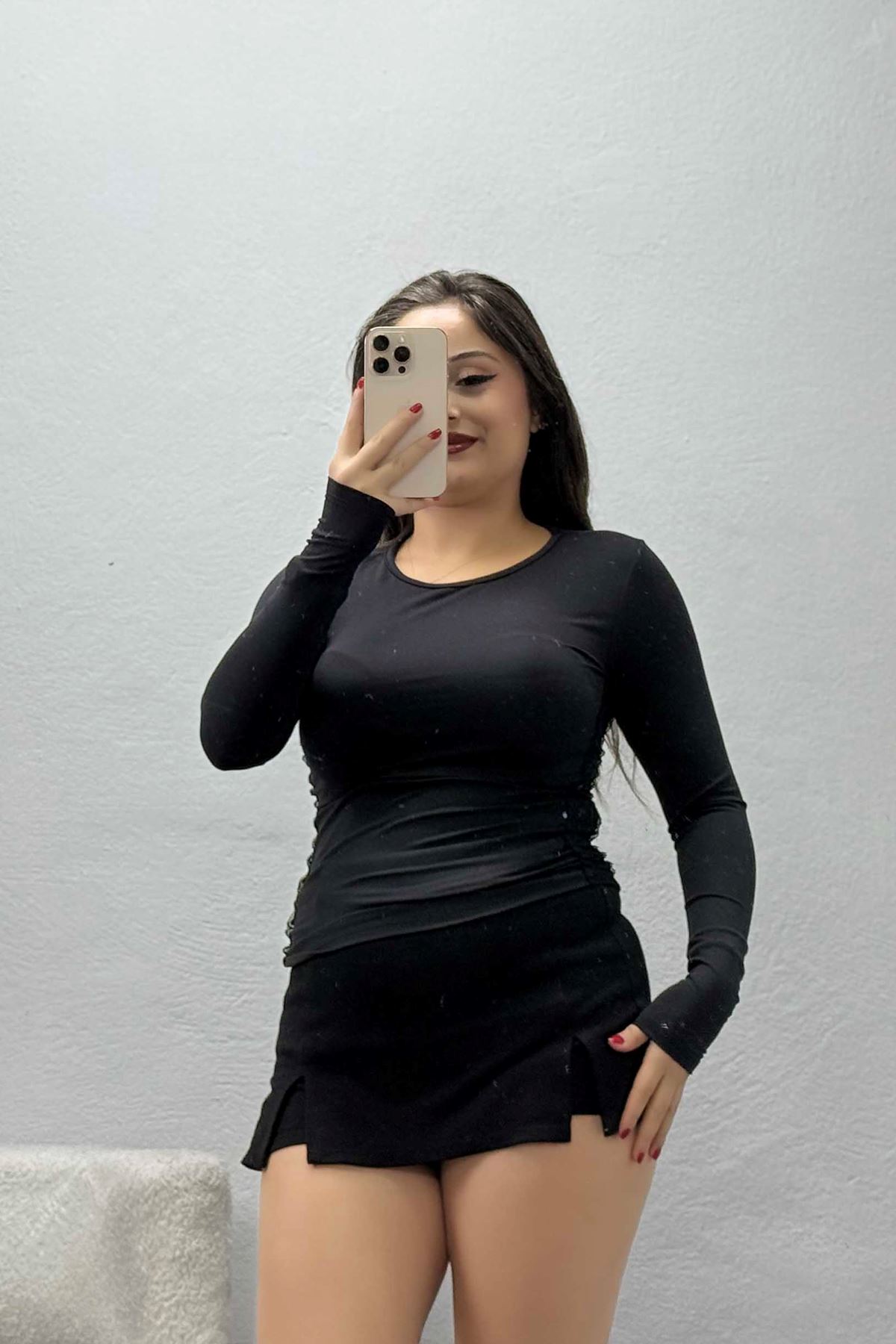 Kadın Dantelli Polyemid Body Siyah